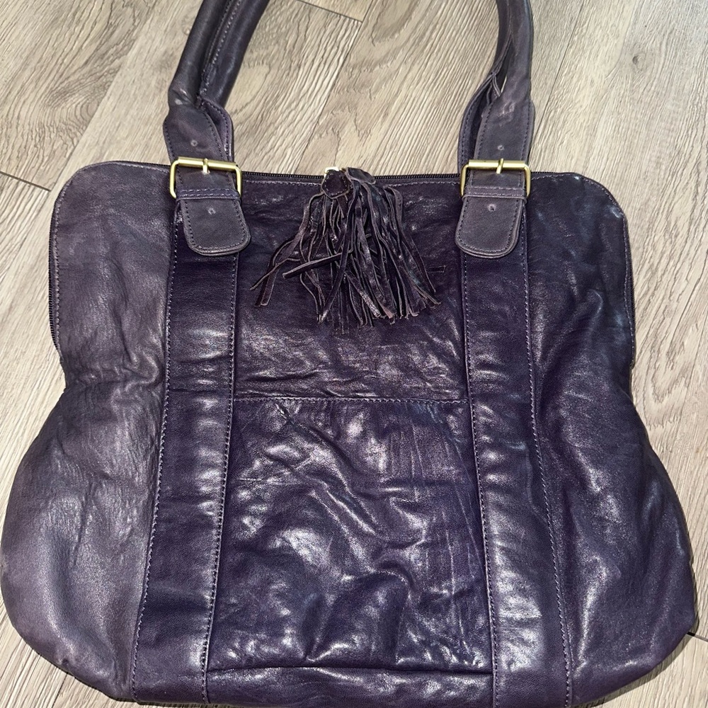 Latico Purple Leather Satchel
